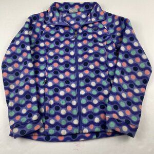Columbia Fleece Jacket Girls Youth L 14-16 Full Zip Polka Dot Purple Kids